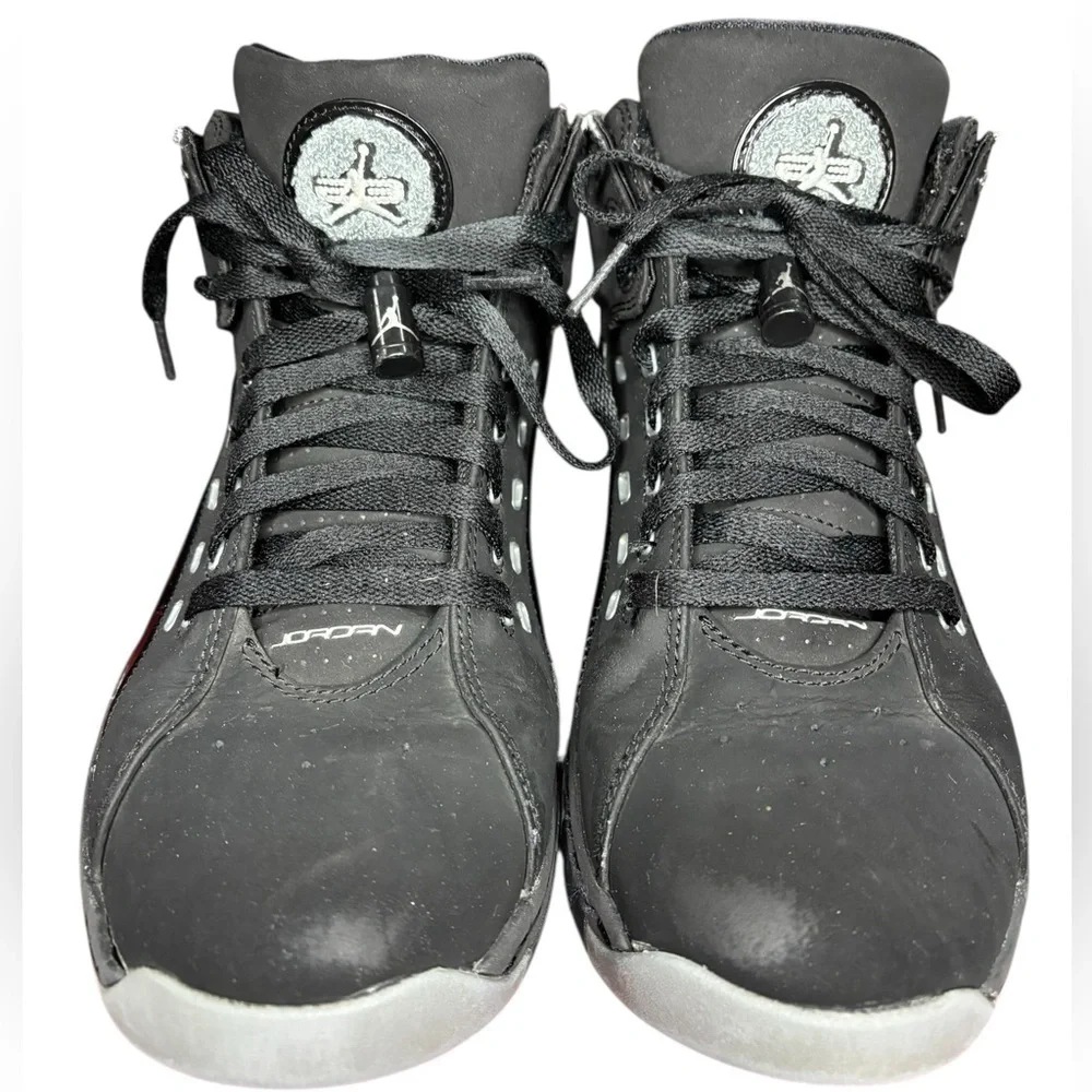 Jordan Ol School Black and Gray Gloss Accent High-Top Sneakers, Size 8